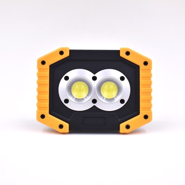 Arbeidslys Oppladbar, LED-arbeidslampe Bærbar Strålkaster Magnetisk LED-lampe for Utendørsbelysning 2-pakning (gul)