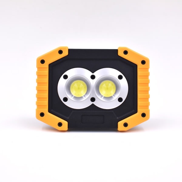Arbejdslys Opladningsbar, LED-arbetslampe Bærbar strålekastare Magnetisk LED-lampe til udendørsbelysning 2-pack (gul)
