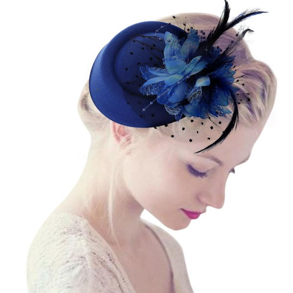 Hårtillbehör Mode Sexig Kvinnor Fascinator Cocktail Tea Party Hatt Bröllop Kyrka Huvudbonad Med Slöja Blomma Fjäder Beige