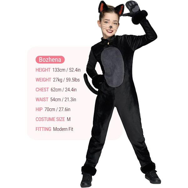 Sort Kattekostume til Piger, Sort Kat Pludskostume, Sort Kat Halloween Kostume til Piger, Halloween, Cosplay, Fest, Rollespil (Lille (5-7 År)) Small(5-7 yrs)