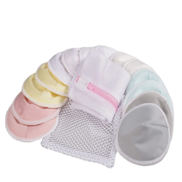 Pakke med 14 | Gjenbrukbare ammeinnlegg med oppbevaringspose, ammeinnlegg for morsmelk tykkere lekkasjesikre bambusfiber Postpartum Coni