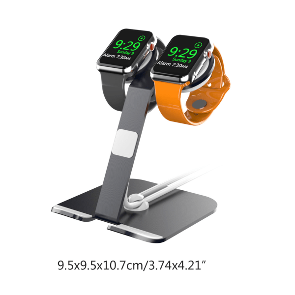 Power Hållare Base Laddningsställ för Apple-Watch 1/2/3/4/5/SE Dubbel Smartwatch Dockningsfäste