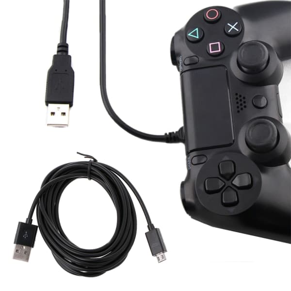283cm/9.28ft Micro USB strømledning for PS4-kontroller, ladekabel, Micro USB ladekabel, svart