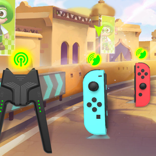 Kontroller Venstre og Høyre Hurtiglading Grip V-formet Trådløs Spillkontroll med 3,5 mm Lydkontakt for Switch OLED-konsoll B