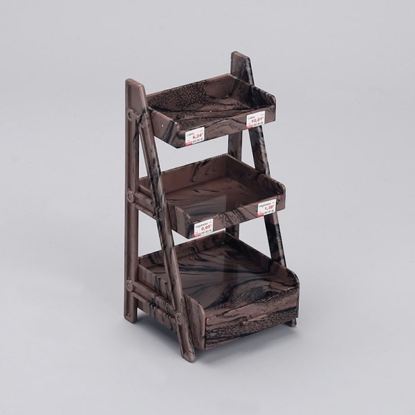 Dukkehus Miniature Træ Opbevaringshylde Blomsterstand Simulering Brun