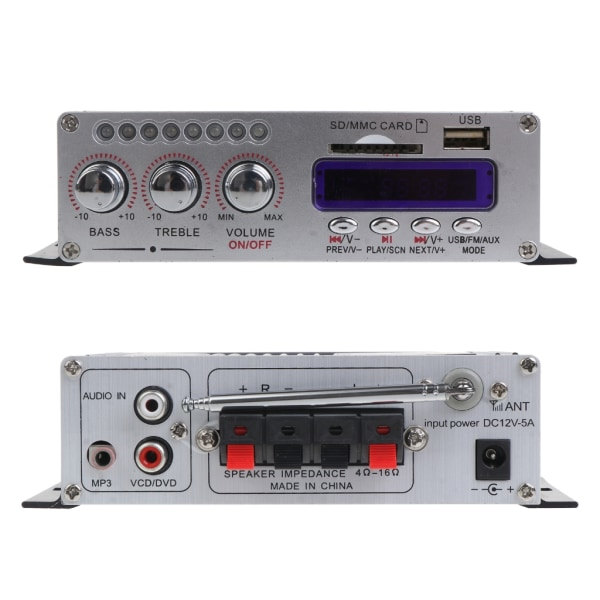 2CH 40W Power Mini HiFi Audio Stereo AMP Forstærker til iPod Bil Hjem MP3 FM Sort
