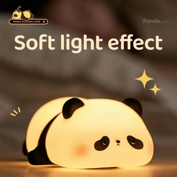 LED Natlys Søde Får Panda Kanin Silikone Lampe USB Genopladelig Timing Sengekant Dekoration Børn Baby Natlys Fødselsdagsgave HuaHua Panda