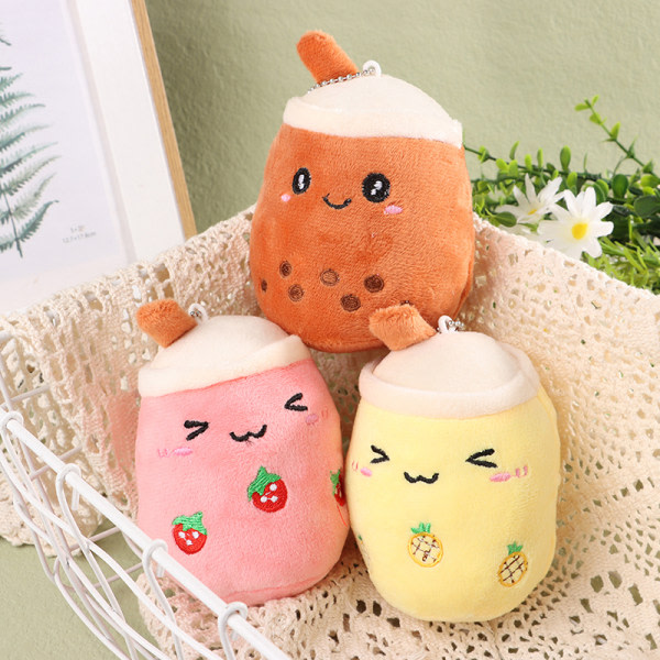 11CM e Mjölktekopp Plyschnyckelring Kawaii Cartoon Soft Stuffed D Yellow onesize Yellow onesize