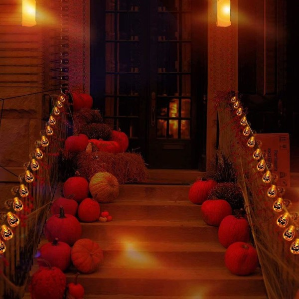 Halloween-koristeet Kurpitsa String Lights 40 Led Paristokäyttöinen Keijuvalot, 3d Oranssi Kurpitsa Valot Halloween Ulkona Sisätiloissa Koristeet Le