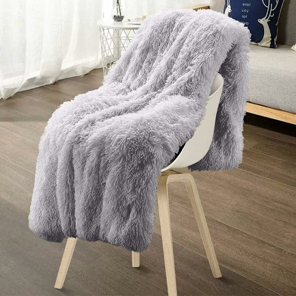 160 x 200 cm Superblød Varm Plys Plaid Dobbeltsidet Fleece Tæppe (Grå)