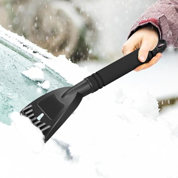 Isskraper for bilvindu - Ergonomisk snøbørste | 32 cm isskraper med skumgrep for biler, lastebiler og SUV-er Svart