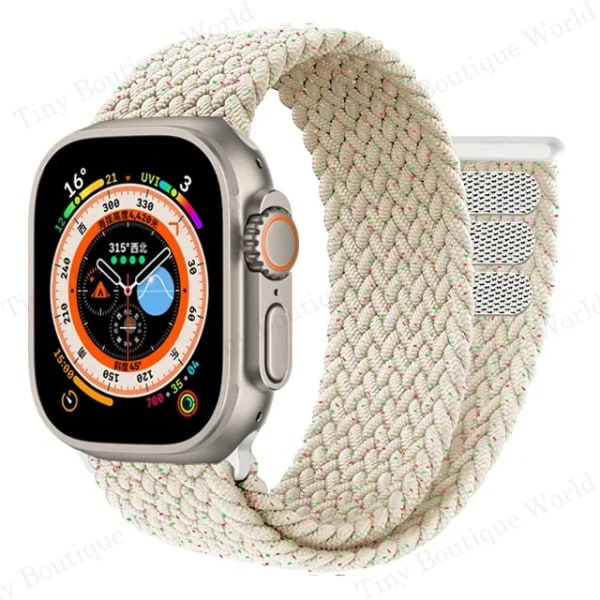 Flettet Solo Loop for Apple Watch Ultra band 49mm 45mm 41mm 44mm 40mm 42mm rem armbånd iWatch serie 9 7 SE 8 6 5 4 3 band Multi Star Multi Star 42-44-45-49mm-L