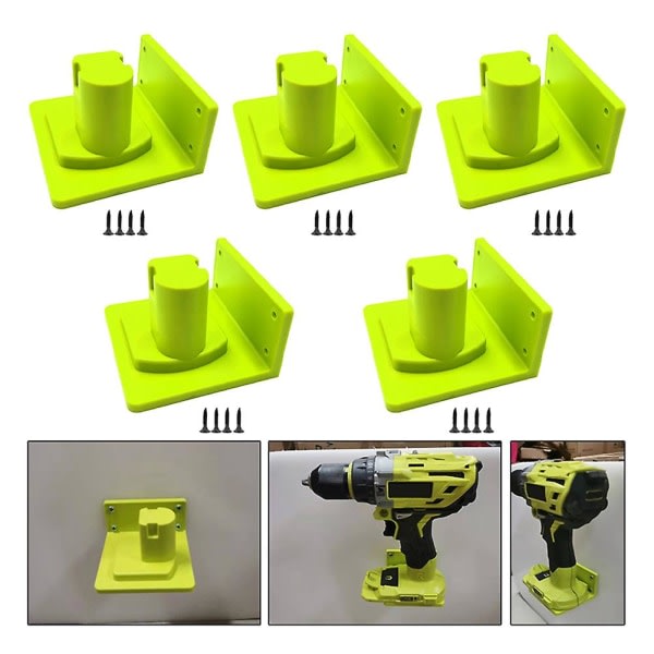 5 stk Veggmontert maskinlagringsstativ for 18v One+ batteri Verktøyholder Feste Hylle for drill