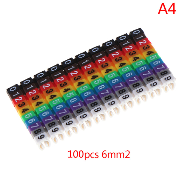 Kabelmarkörer Färgglad C-Type Marker Number Tag Etikett för tråd Multicolor A4 Multicolor A4