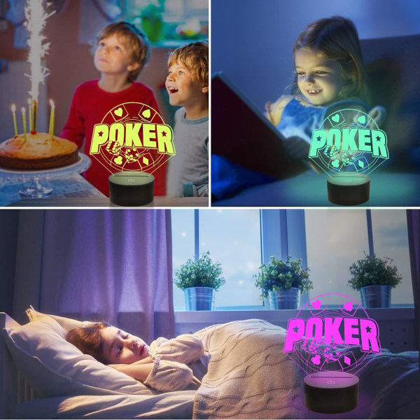 Poker Dice 3D -valo, Attivolife LED-hologrammi Yöpöytälamppu