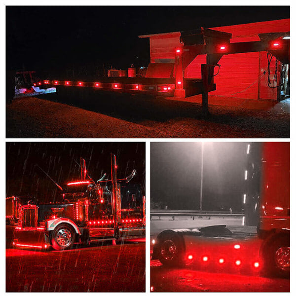 10X 4-LED grøn sidemarkering lys til trailer, lastbil, RV, vandtæt 12V/24V, rød
