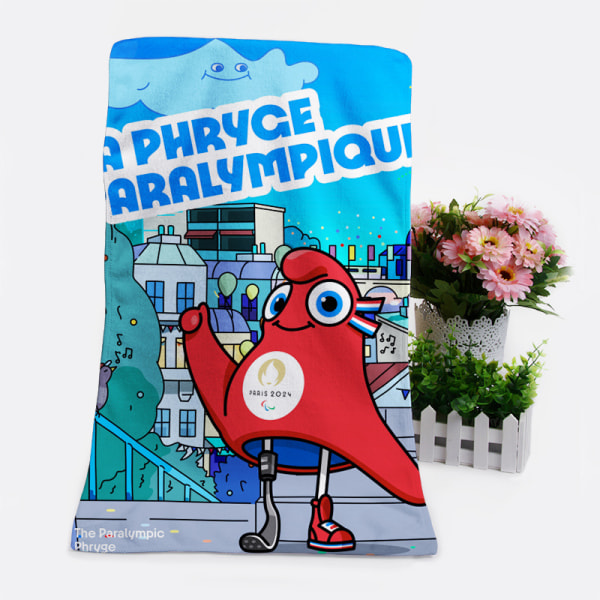 Paris 2024-spelen maskot handduk/tvättlapp souvenir ca 35*70 7 35*70cm