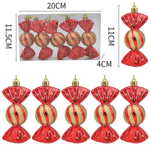 5 stk julegodisophæng Rød slikkepind Xmas Tree H Guld one size Gold one size