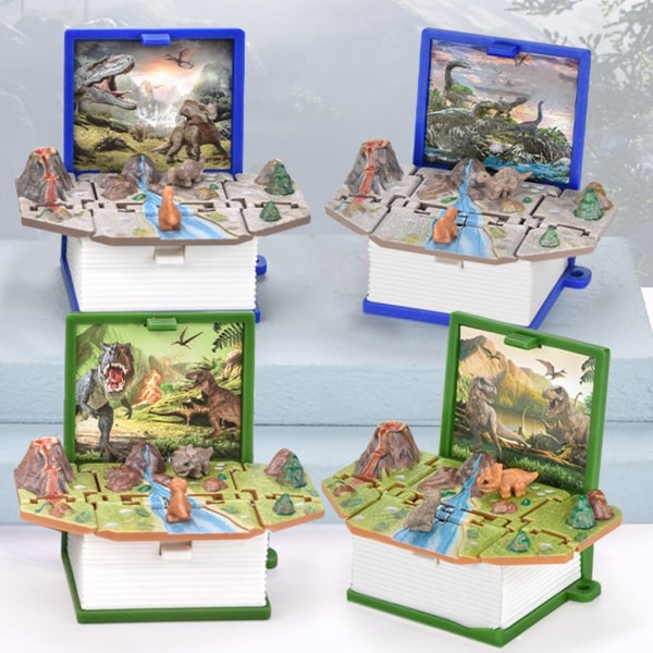 Nyhet 3D Dinosaur Toy Nyckelring Hänge Mini Pop-Up Nyckelring för barn Dinosaurier Vikbok Nyckelring Födelsedagspresenter Blå