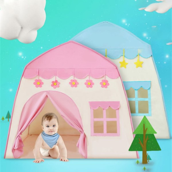 Vikbart Tipitält Barntält Wigwam-Barn Lek Tält-Baby Lek Hus-Inredning Blå