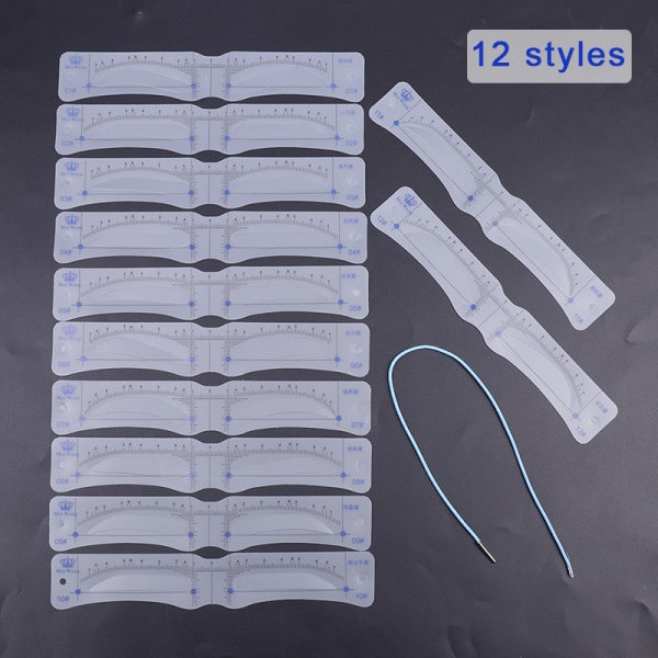 12 stk Styles Øyenbryn Forming Stencils Grooming Shaper Mall Hvit onesize White onesize