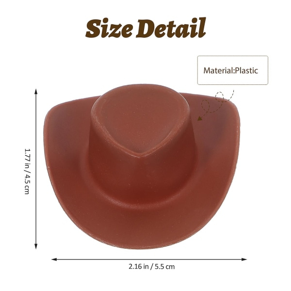 50 stk miniatyr cowboyhatter Liten cowboyhatt Dekorativ mini dukkehatt Mini dukkehus rekvisita (5.5X4.5X1.5CM, Lysbrun)