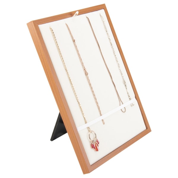 Elegant Ringdisplayhållare Vikbar Träram Örhängeshållare Smyckesförvaringsbricka Organizer Halsbandsställ för Visning null - A