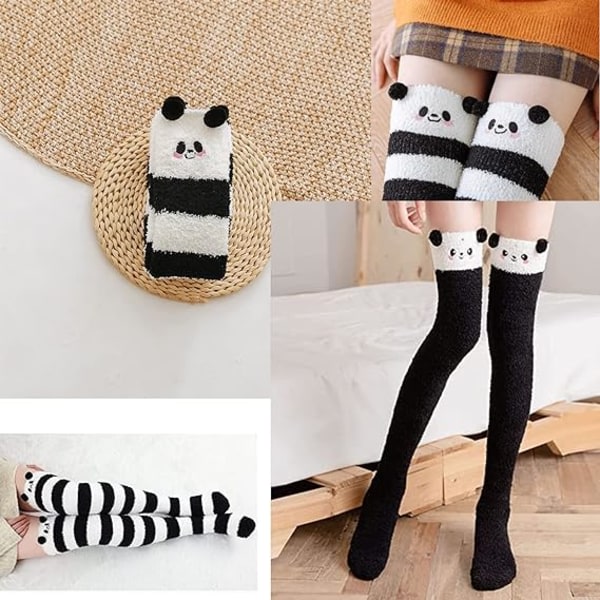 1 par knähöga strumpor för kvinnor (svarta), knähöga strumpor, Panda Soc