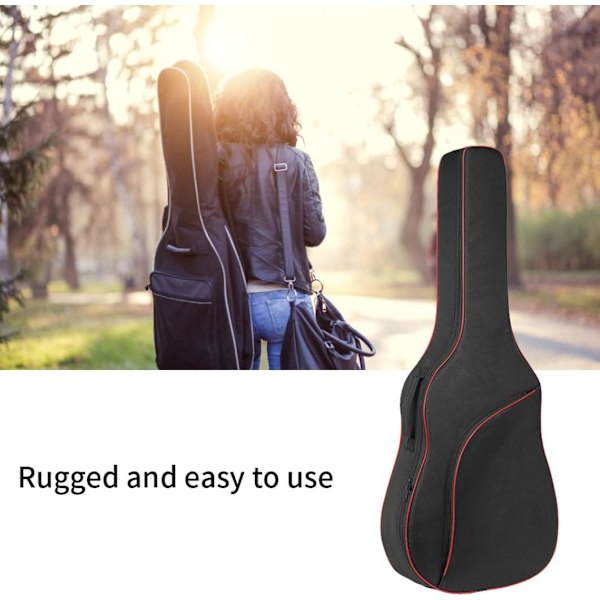 Thick Guitar Backpack, 104 cm Acoustic Guitar Bag with Double Straps and Padding, Red