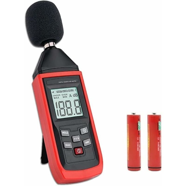 Desibelmåler, 30-130 dba Digital Lydnivåmåler Audio Støy DB Måler med LCD Bakgrunnsbelysning Data Hold Maks/Min (Batterier Inkludert)-TA8151