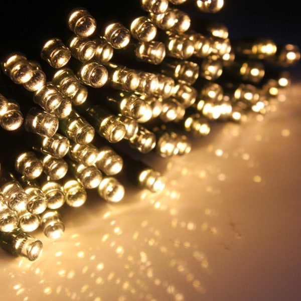 LED-ljusslinga 10 meter (Varmvit) - Trådlös med solceller - Perfet vit