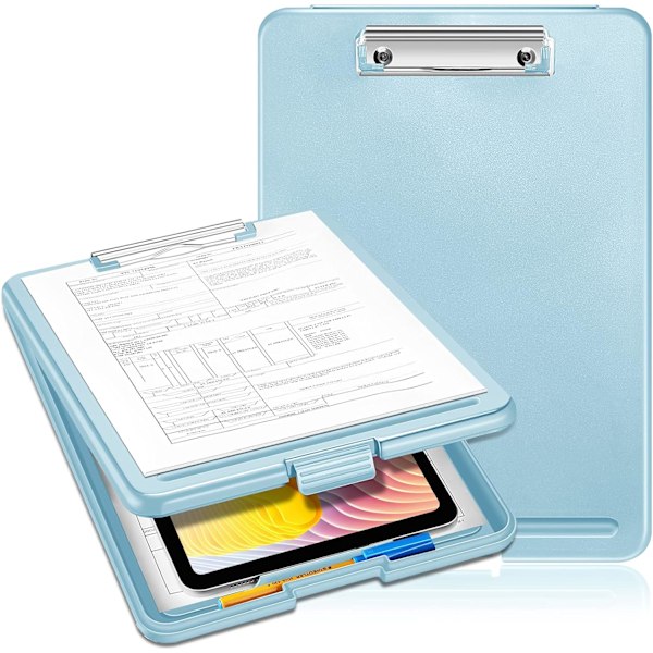 Blue - A4 Portable Document Holder with Pen Clip High capacity p