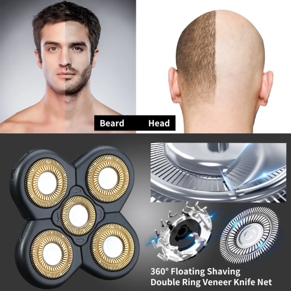 5 blader hode barbermaskin erstatningshoder erstatningsblader hode Sh