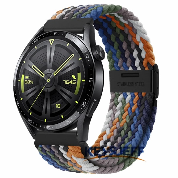 22 mm nylonranneke yhteensopiva Galaxy Watch 3 45 mm/ Watch 46 mm, Gear S3 Frontier/Classic, Huawei Watch GT 3 46 mm 10