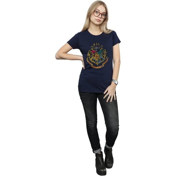 Harry Potter Dame/Dame Hogwarts Hus Bomulls Boyfriend T-Skjorte Marinblå S