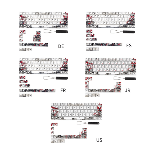 CherryProfile Keycaps Tysk Fransk Spania Japansk Engelsk DyeSub Keycaps PlumBlossom 80Keys CherryProfile Keycaps null - Tysk