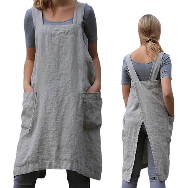 Puutarhaesiliina naisille, vyötäröesiliina taskuilla, japanilainen esiliina työhön, puutarhanhoitoon, ruoanlaittoon, maalaamiseen, leivontaan 3XL