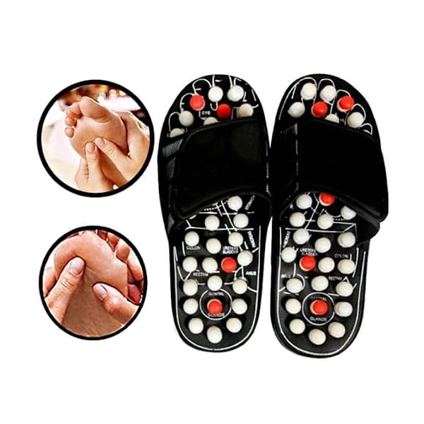 Acupressure Slippers with Massage Points – Adjustable Black L Black 42/43