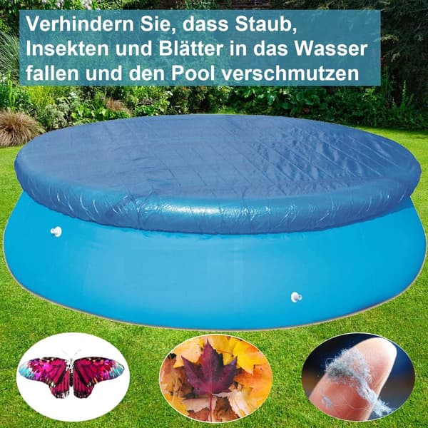 Rundt poolovertræk, vandtæt rivefast PE, støv- og solbeskyttelse til runde pools, blå, 183 cm diameter