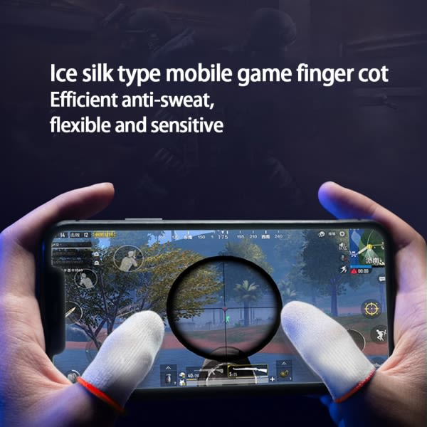 Pairs Gaming Finger Sleeves Ultra Thin Silver Fiber Ledende Fingerputer Anti-Skli Pustende Gaming Hansker for PUBG Mobile Game A