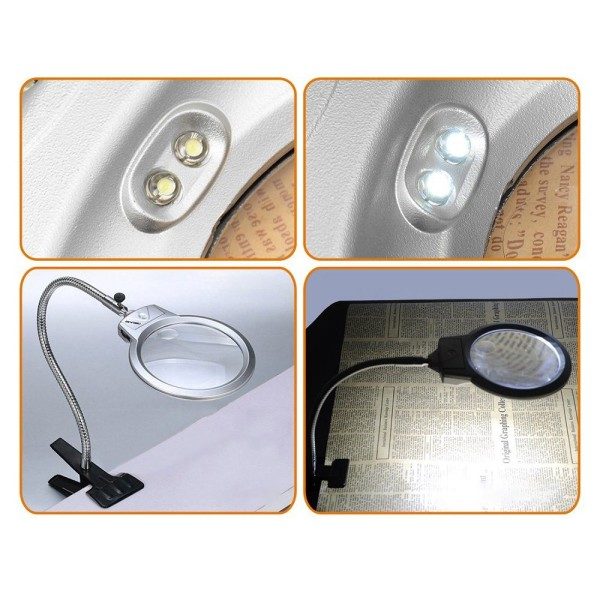 LED-förstoringslampa, förstoringsglas, urmakarlupp