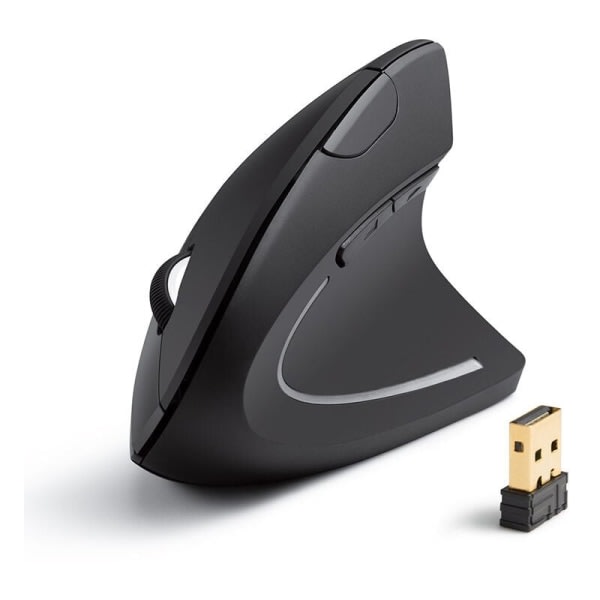 Trådløs mus, USB, Vertikal, Ergonomisk, 800/1200/1600 DPI, LED, til højttaler - sort