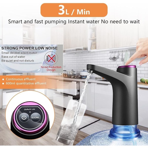 USB Vattenflaskpump för 5 Gallons Universalflaska, Portabel Dispenser