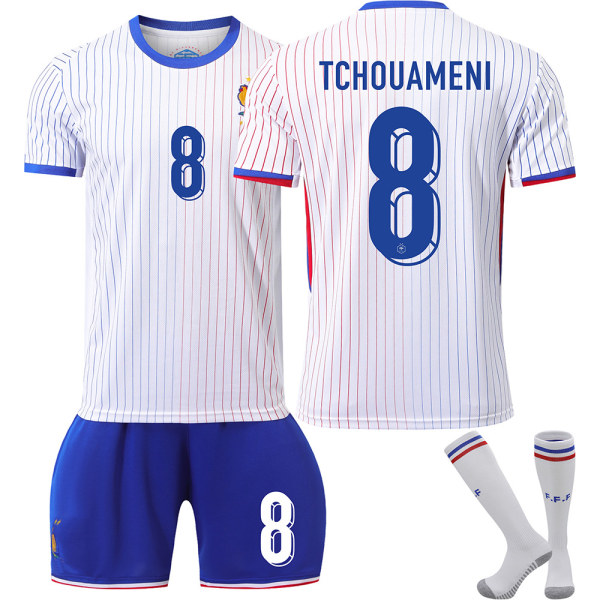 Frankrike 2024 tröja fotbollströja UEFA Euro edition hem barn vuxen set nr 8 TCHOUAMENI With socks XL