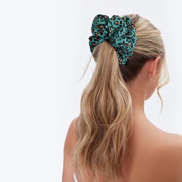 Stora Satin Hårband i Chiffon med Leopardmönster - Extra Stora Hårband - 3-pack