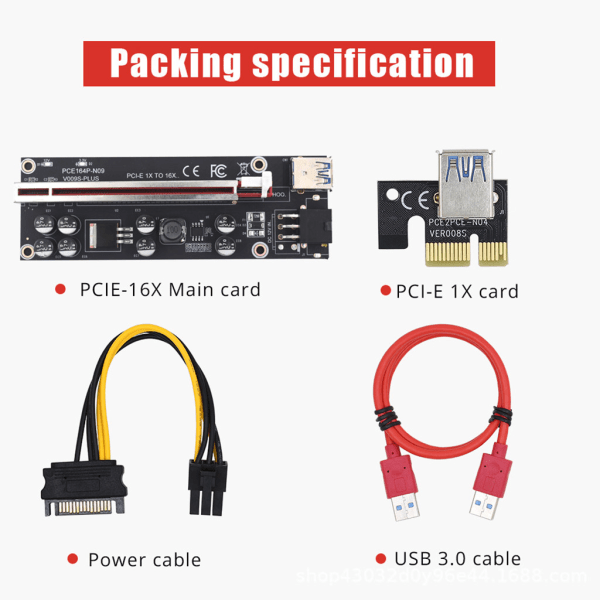 VER009S Plus -jatkokortti PCI-E -jatkokortti Express 1X 16X USB3.0 -kaapeli Mi