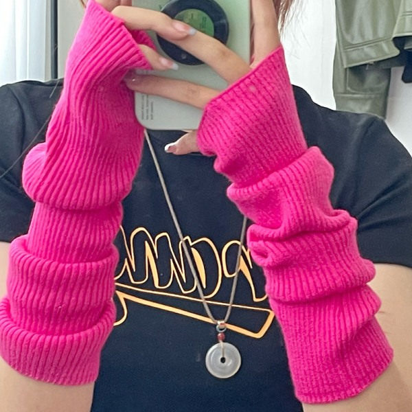 Lange Fingerløse Handsker Dame Casual Vante Vinter Arm Varmer Kn A7
