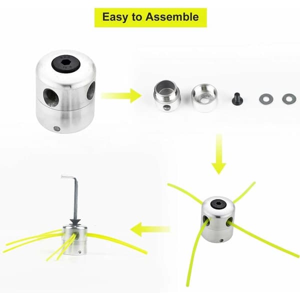 Universelt trimmerhode i aluminium med 2 linjer - Inkluderer 1 hode + 4 linjer