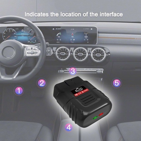 Bil OBD-kodläsare Universal Diagnostisk Skanner Motorfelkodläsare Batteritestverktyg ELM327