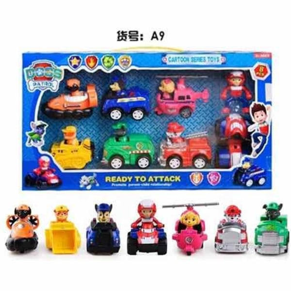 Paw Patrol Pelastuskoirajoukkueen Leikkiauto 7 Hahmoa ja 7 Ajoneuvoa